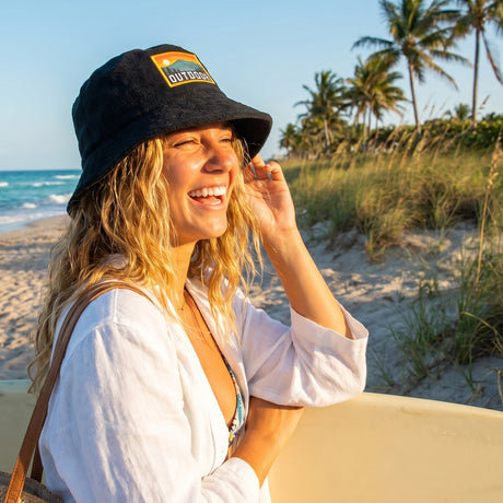 Terry Towelling Bucket Hat with Full Colour Patch - Feature