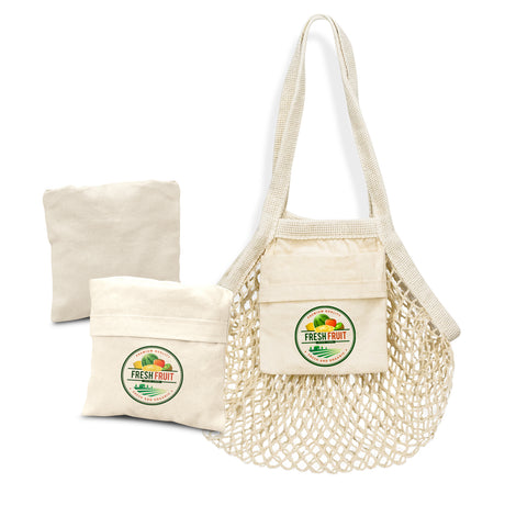 Cotton Mesh Foldaway Tote Bag - Small - Branding