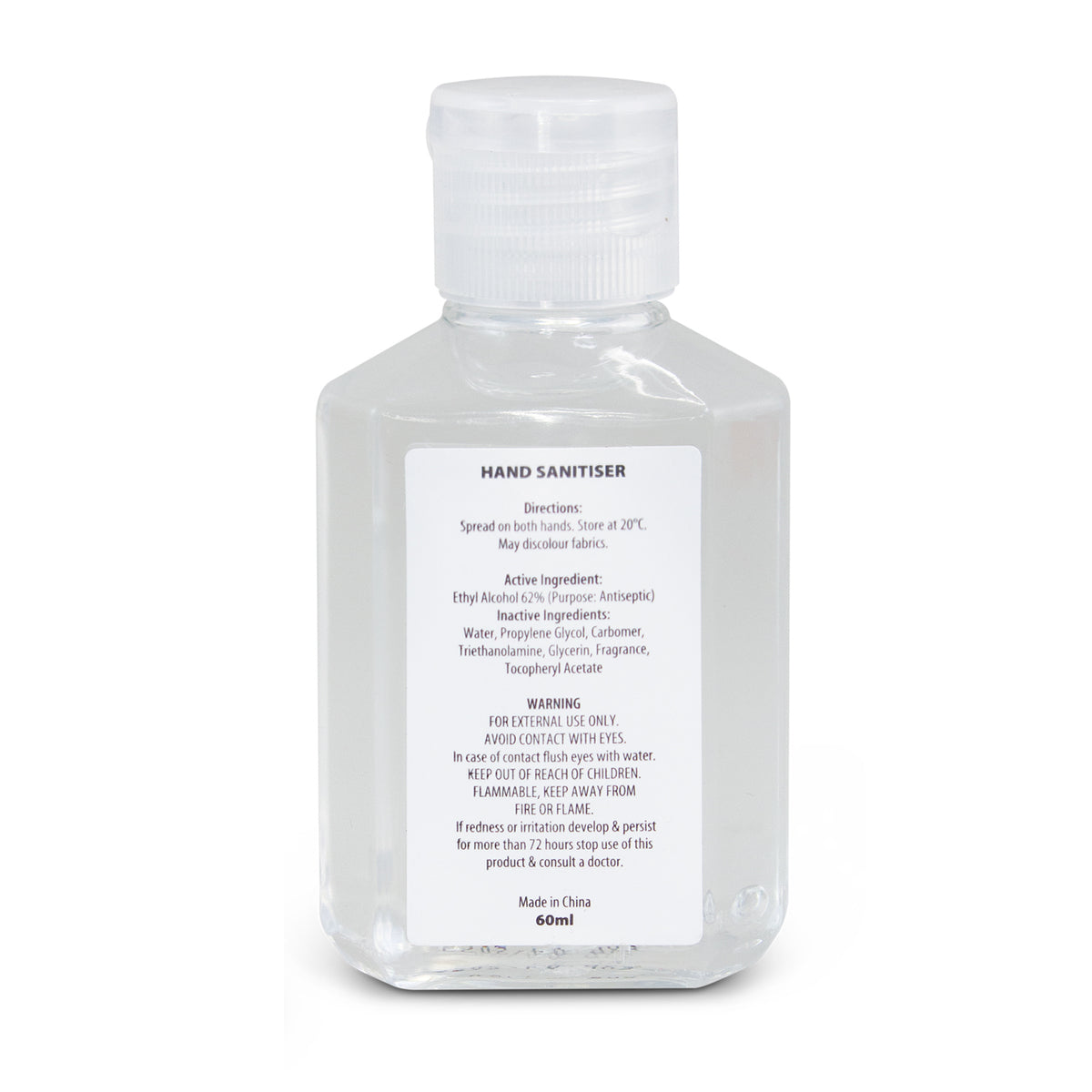 Hand Sanitiser Gel 60ml - Back