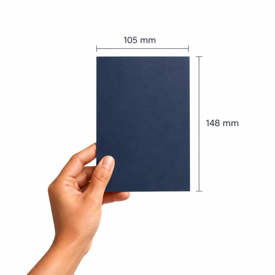 A6 flyer size diagram showing 105 mm by 148 mm
