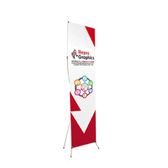 Portable X-banner display, frame and details