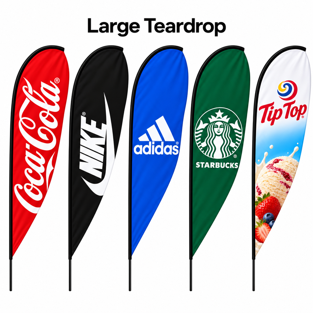 Teardrop Single Sided Large Printed Examples